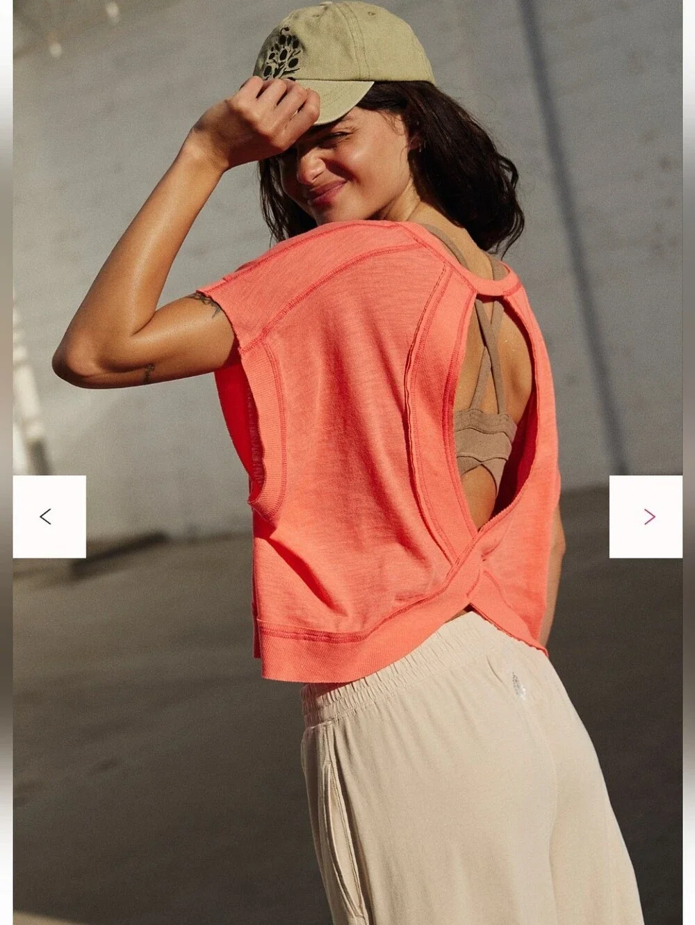 NWT Free People Movement My Time tee Neon coral